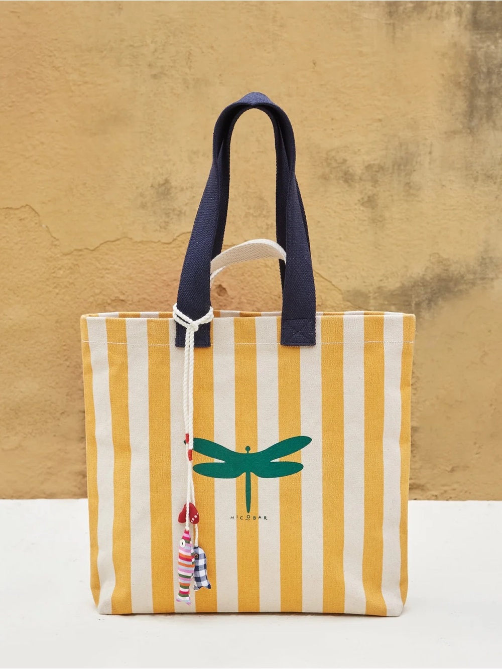 Nicobar Bagan Stripe Tote in Ochre & Ivory